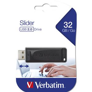 VERBATIM PEN DRIVE 32GB USB 2.0 con SLIDER NERA
