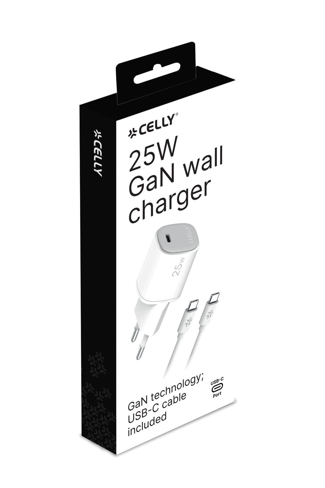 CELLY UPTC1USBC25WCTC - 25W GaN Wall Charger + USB-C to USB-C cable