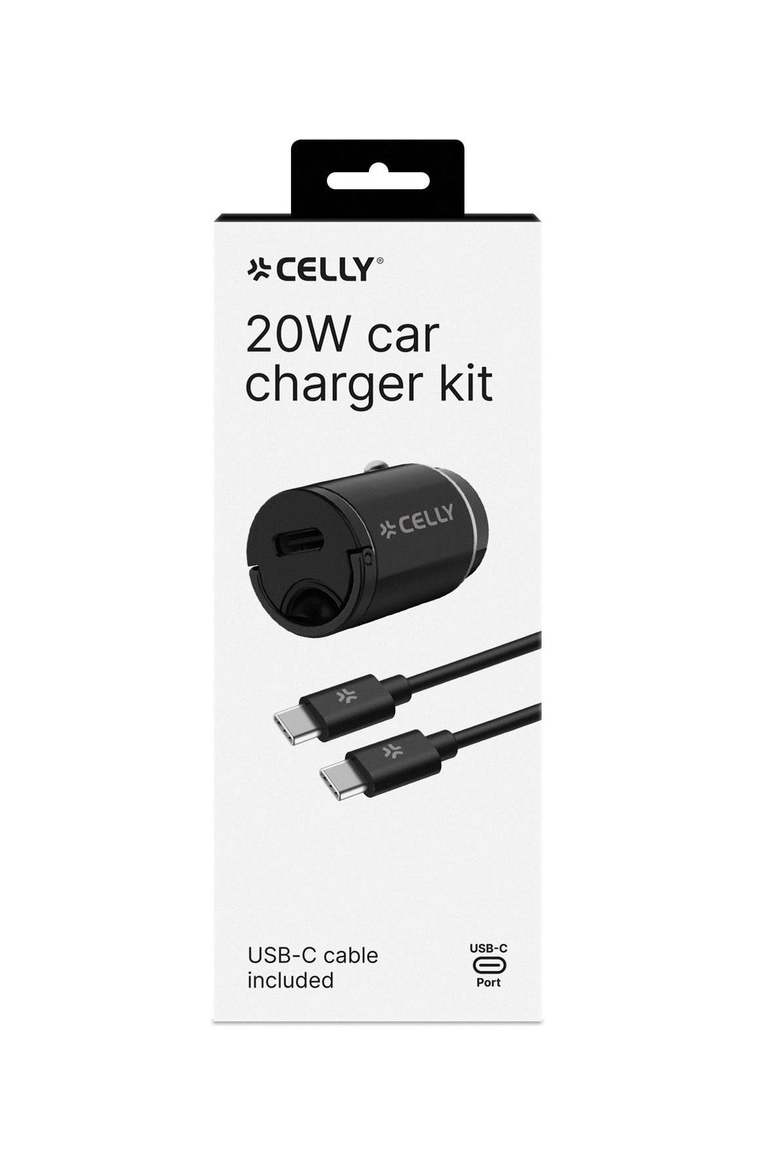 CELLY CCMINITYPEC - 20W USB-C Car Charger+USB-C to USB-C Cable (AUTO)