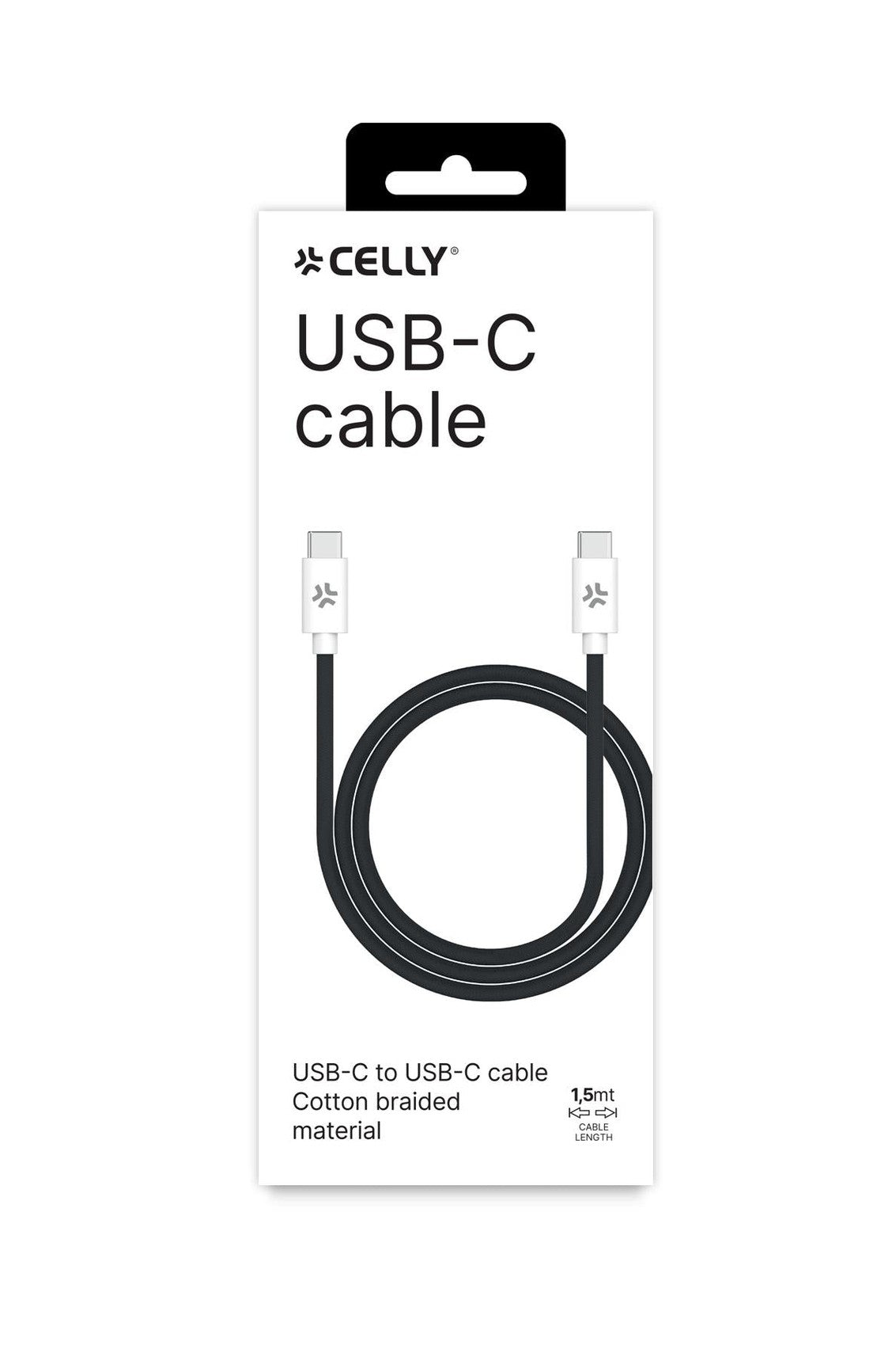 CELLY USBCUSBCCOTT - 60W USB-C to USB-C Cotton Braided Cable