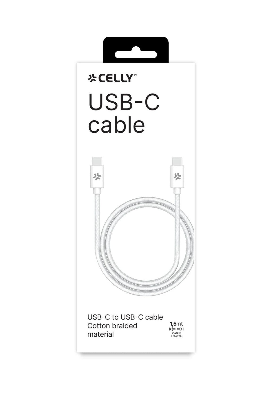CELLY USBCUSBCCOTT - 60W USB-C to USB-C Cotton Braided Cable