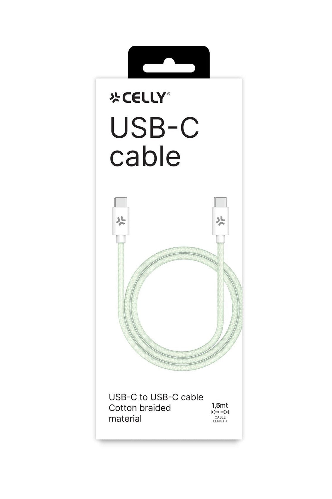 CELLY USBCUSBCCOTT - 60W USB-C to USB-C Cotton Braided Cable