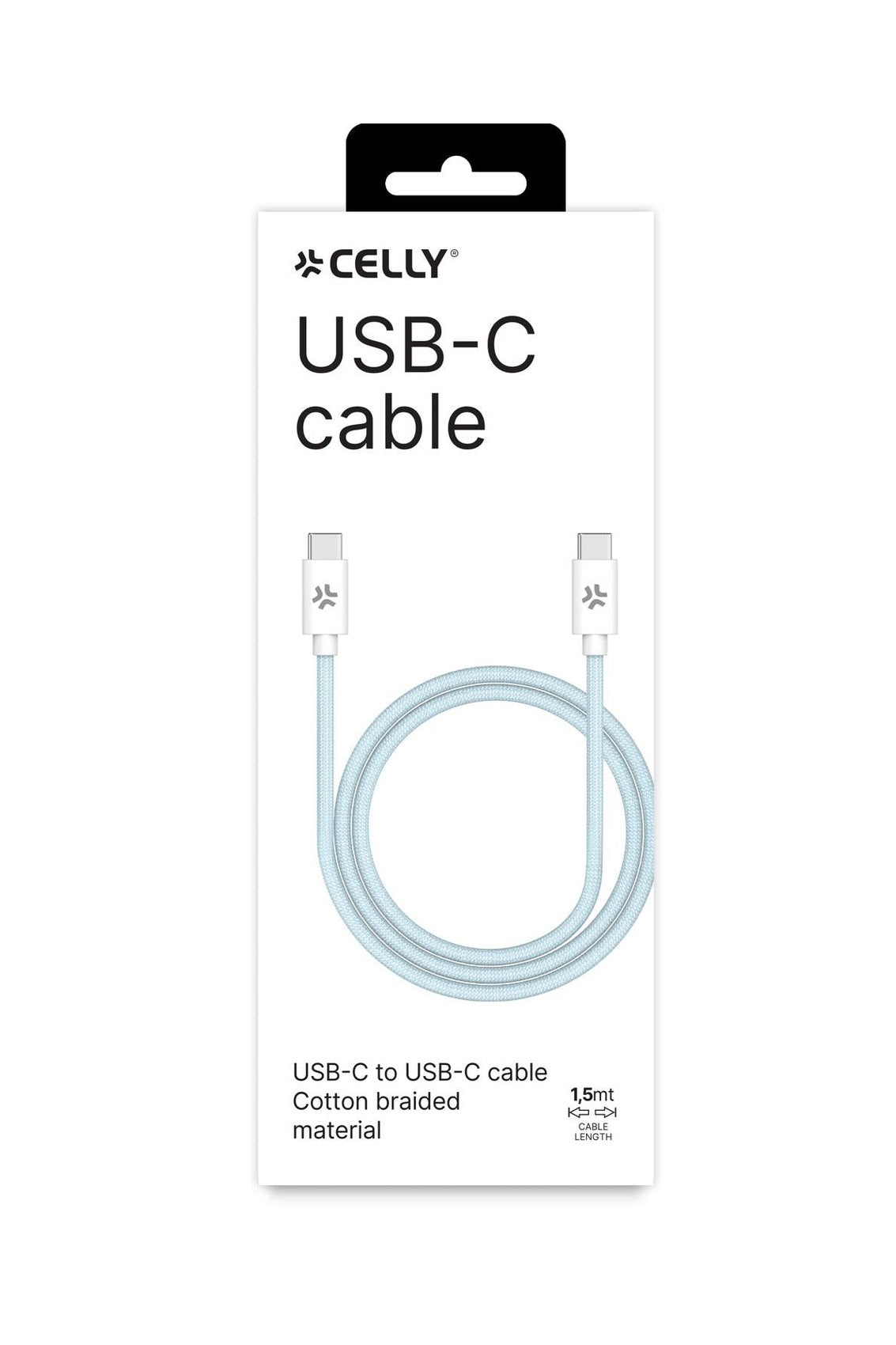 CELLY USBCUSBCCOTT - 60W USB-C to USB-C Cotton Braided Cable