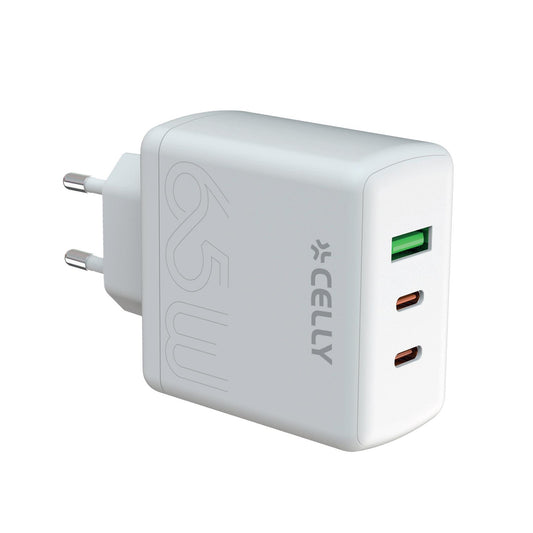 CELLY TC3GAN65WEVO - 65W 2 USB-C/ USB-A Wall Charger GaN [PRO POWER]