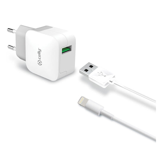 CELLY TCUSBLIGHT - 12W USB-A Wall Charger+USB-A to Lightning Cable [TURBO]
