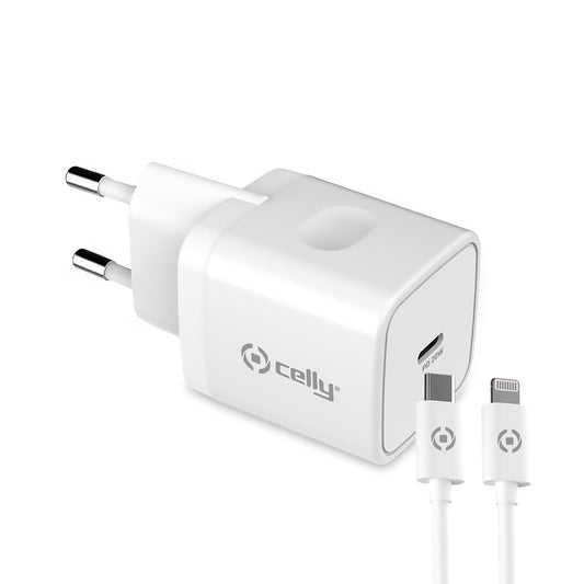 CELLY TC1C20WLIGHT - 20W USB-C Wall Charger+USB-C to Lightning Cable