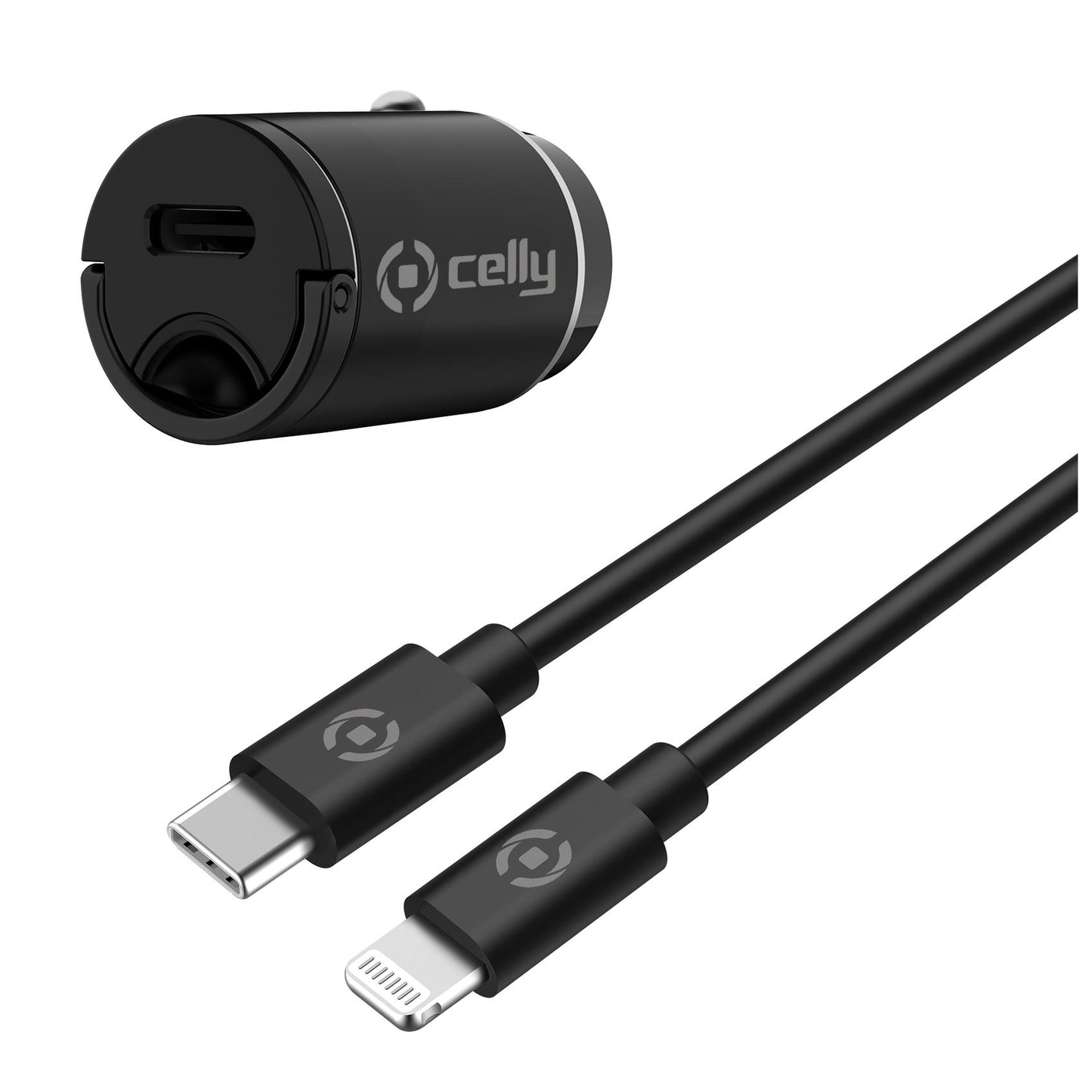 CELLY CCMINILIGHT - 20W USB-C Car Charger +USB-C to Lightning Cable (AUTO)