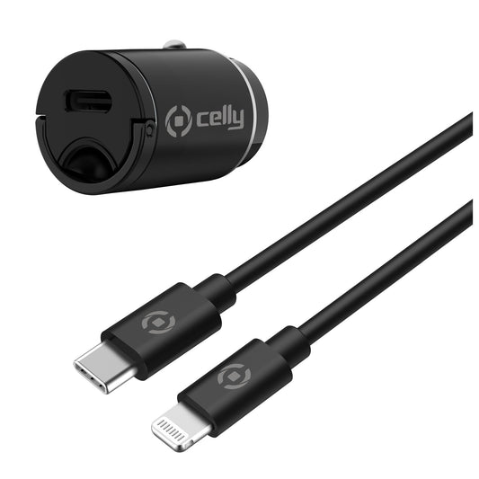 CELLY CCMINILIGHT - 20W USB-C Car Charger +USB-C to Lightning Cable (AUTO)