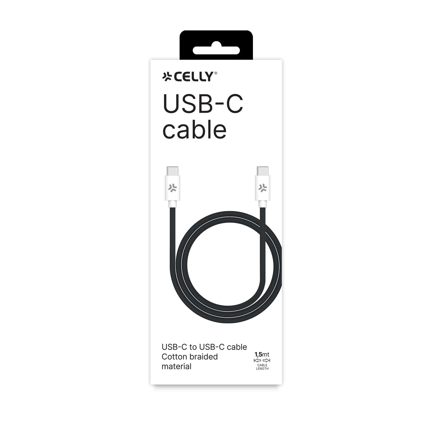 CELLY USBCUSBCCOTT - 60W USB-C to USB-C Cotton Braided Cable
