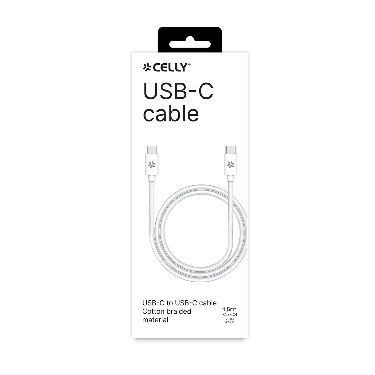 CELLY USBCUSBCCOTT - 60W USB-C to USB-C Cotton Braided Cable
