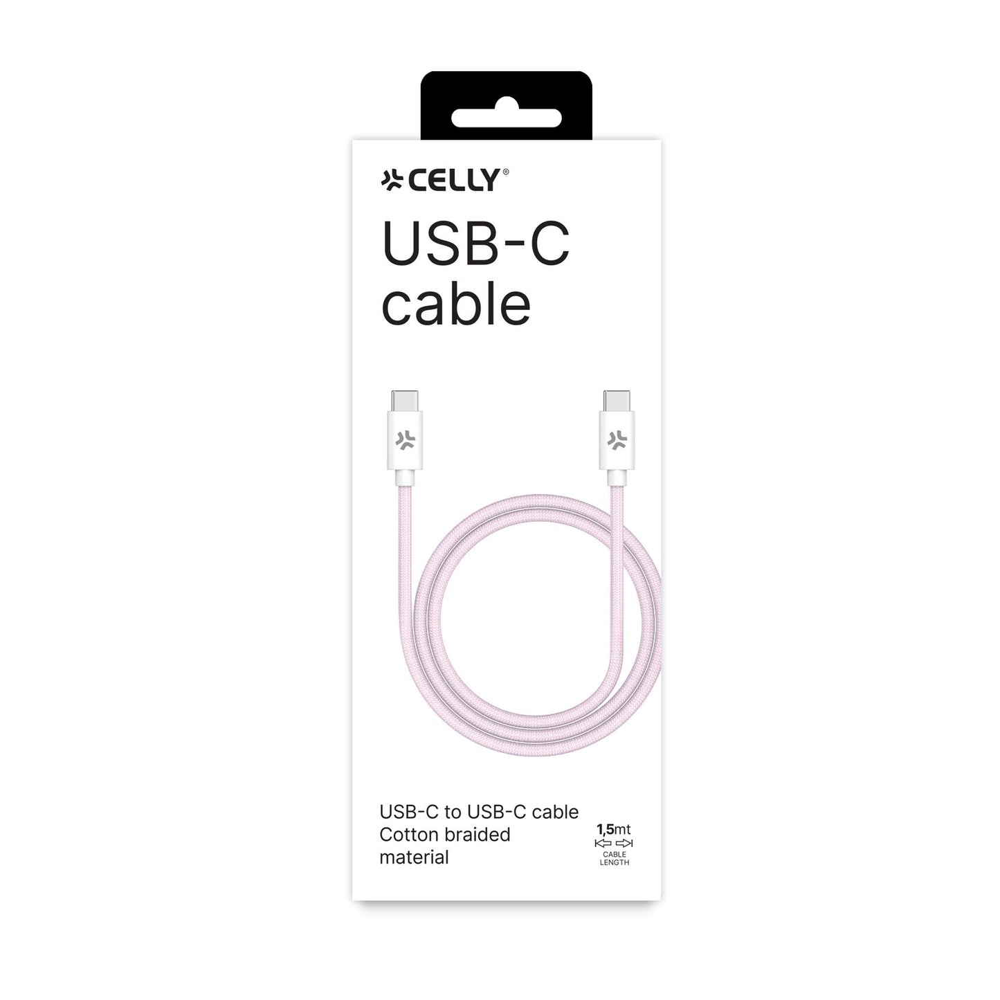CELLY USBCUSBCCOTT - 60W USB-C to USB-C Cotton Braided Cable