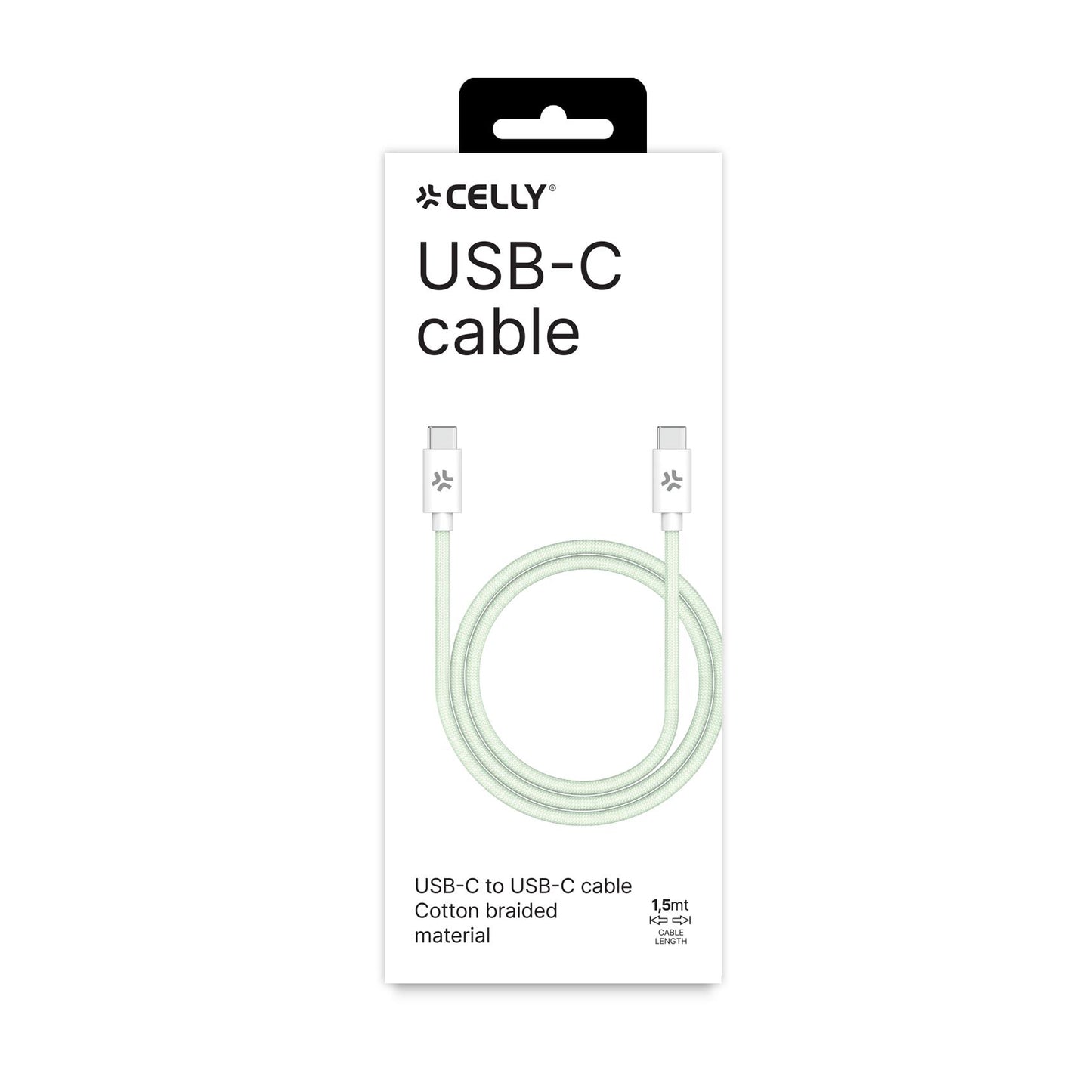 CELLY USBCUSBCCOTT - 60W USB-C to USB-C Cotton Braided Cable