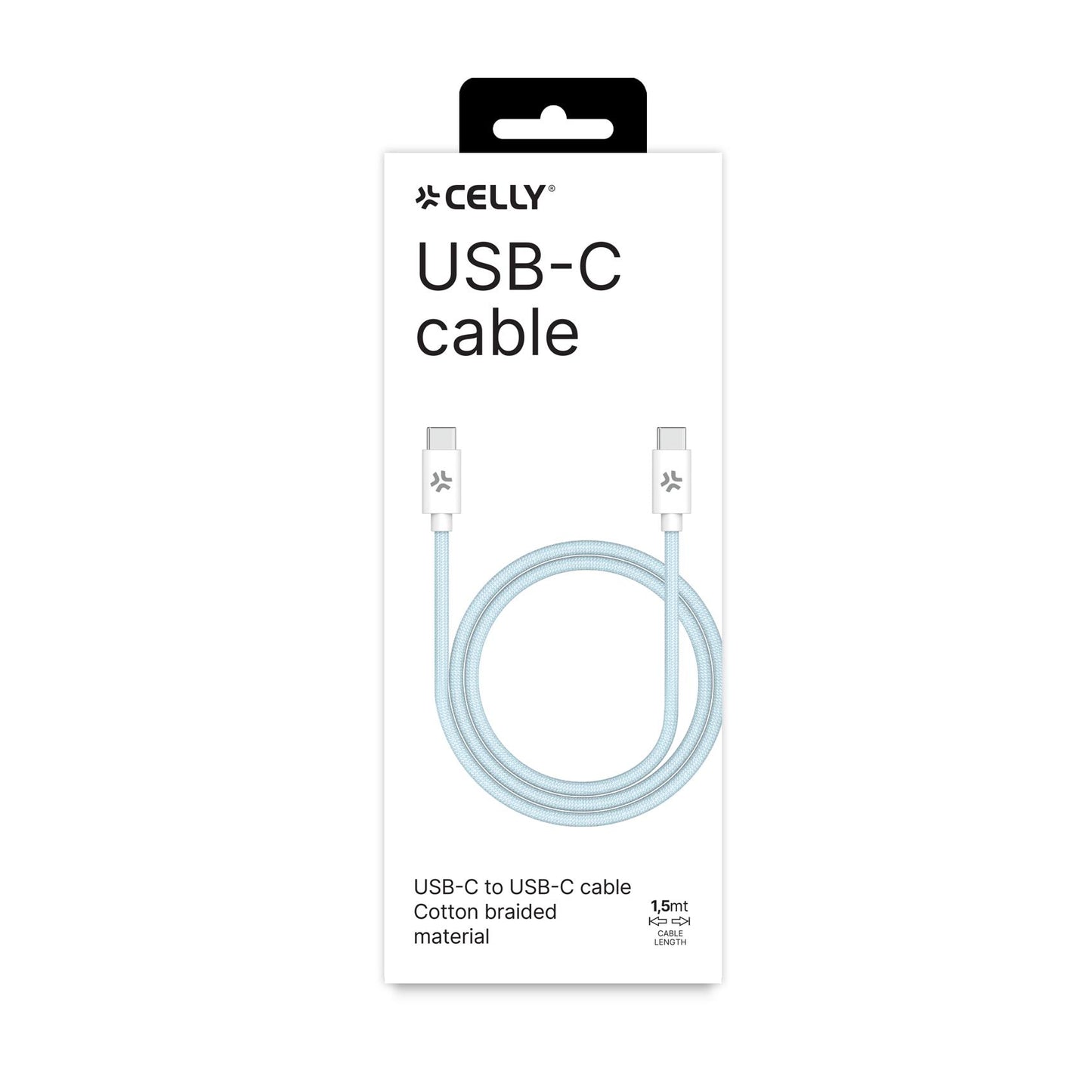 CELLY USBCUSBCCOTT - 60W USB-C to USB-C Cotton Braided Cable