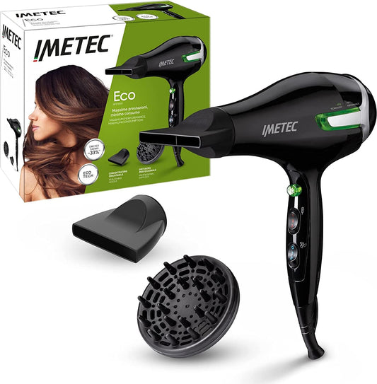 Imetec Phon Asciugacapelli Potenza 1400 Watt Cool Shoot ECO Nero ECO SE9 1000